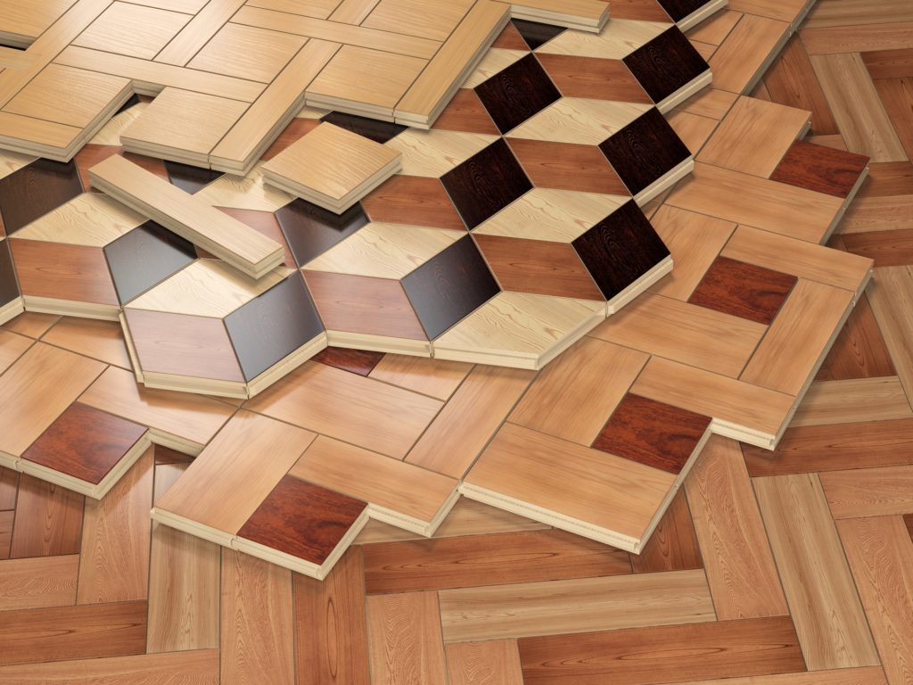 Stack ofr parquet wooden planks. Few types of wooden parquet coa